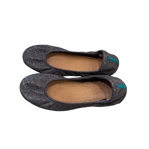 Tieks Ballet Flats Grey Croc Embossed Teal Trim Size 7